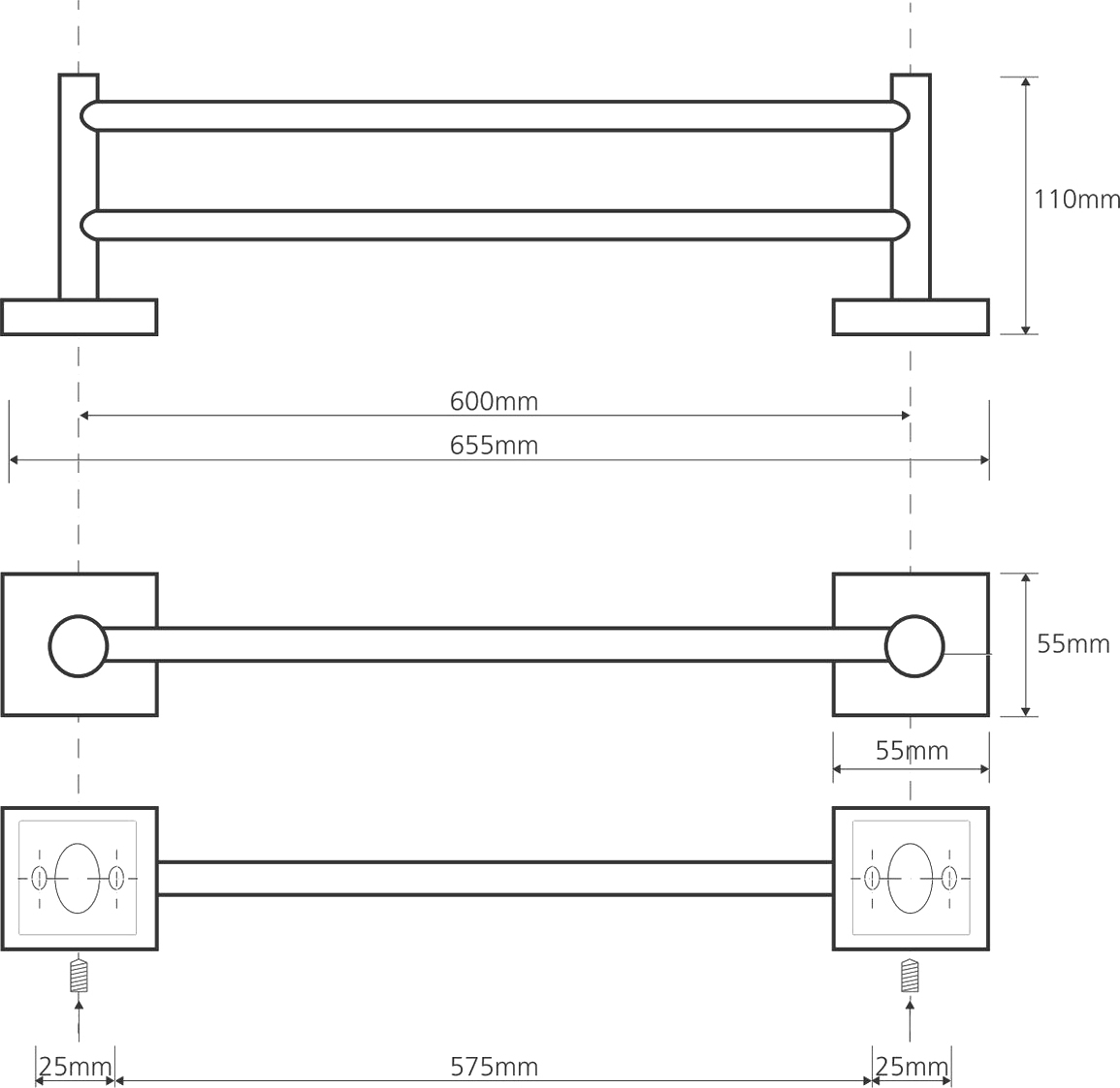 Bemeta Beta Полотенцедержатель подвесной 65,5x11 см, цвет: хром 132104052