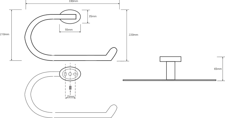 Bemeta Oval Полотенцедержатель подвесной 33x6,5 см, цвет: хром 118404061