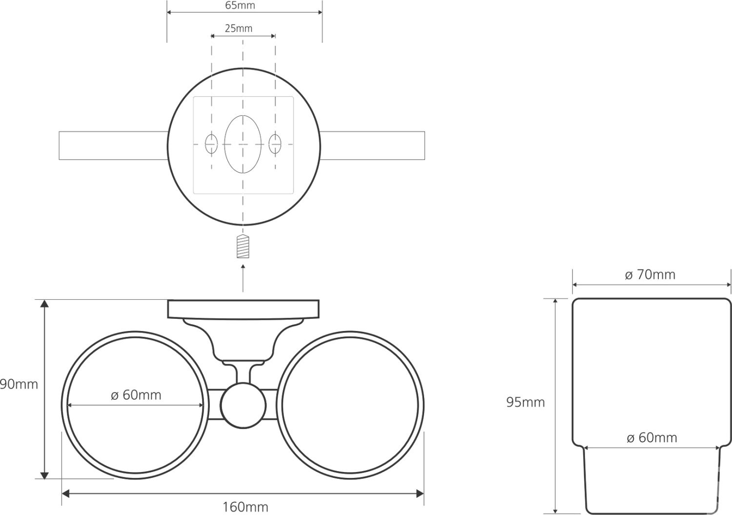 Bemeta Retro Стаканы для зубных щеток подвесные, стеклянные матовые, цвет: хром/золото 144210028