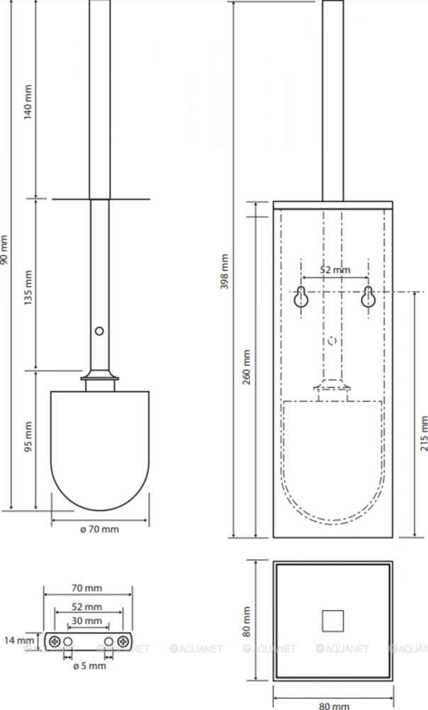 Bemeta White Ершик для унитаза напольный/подвесной с латунной колбой, цвет: белый матовый 102913094