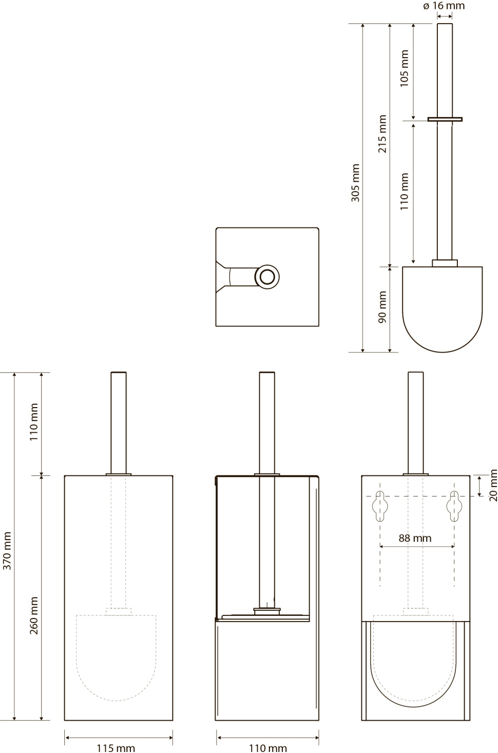 Bemeta Niva Ершик для унитаза подвесной, цвет: нержавеющая сталь 101113091