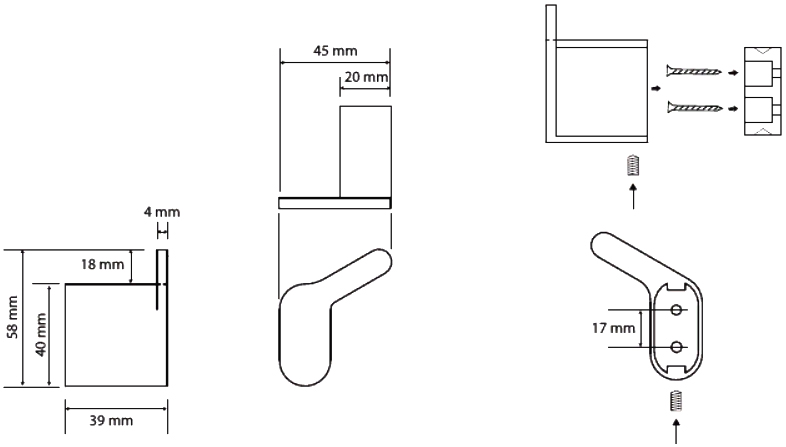Bemeta Organic Крючок, левый цвет: хром 157106191L