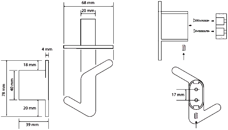 Bemeta Organic Асимметричный крючок цвет: хром 157106201
