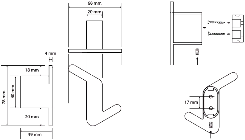 Bemeta Organic Асимметричный крючок, левый цвет: хром 157106201L