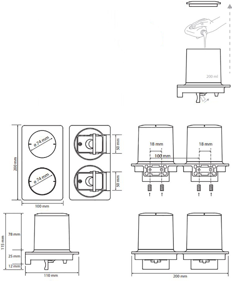 Bemeta Organic Настенный дозатор для жидкого мыла, двойной цвет: хром 157109271