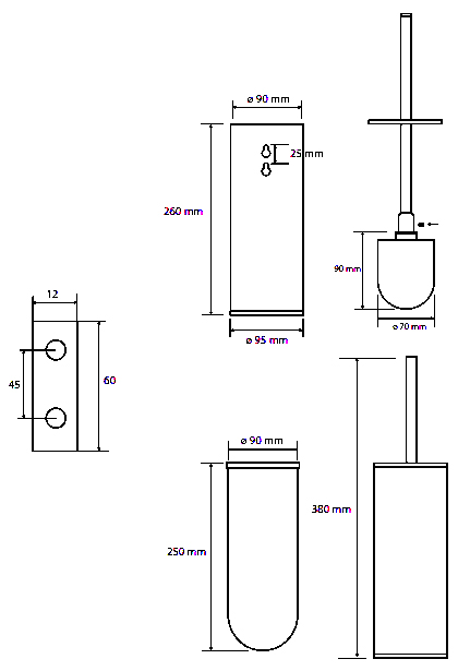 Bemeta Amber Ершик для унитаза подвесной/напольный с латунной колбой, цвет: медное золото матовoe 155313067