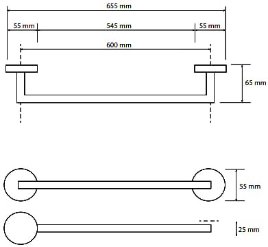 Bemeta Hematit Полотенцедержатель 60 см, цвет: антрацит глянцевый 159204042