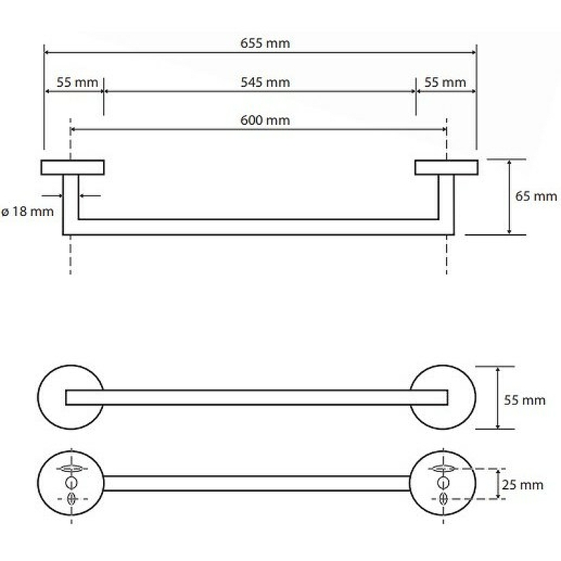 Bemeta Graphit Полотенцедержатель 60 см, цвет: антрацит матовый 156204042
