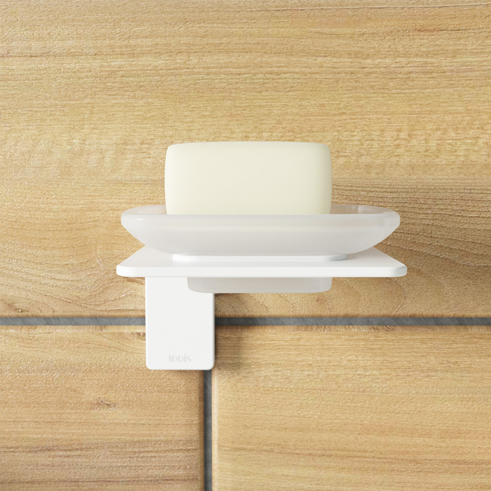 Iddis Slide Мыльница со стеклянной чашей, подвесная, цвет: белый SLIWTG0i42