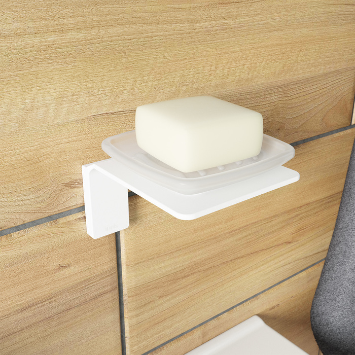 Iddis Slide Мыльница со стеклянной чашей, подвесная, цвет: белый SLIWTG0i42