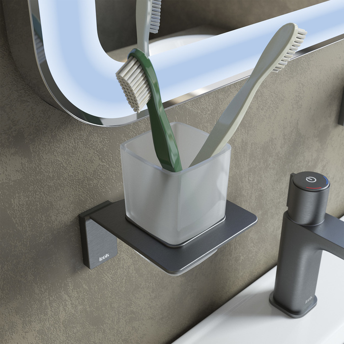 Iddis Slide Держатель со стаканом, мат.стекло, цвет: графит SLIGMG1i45