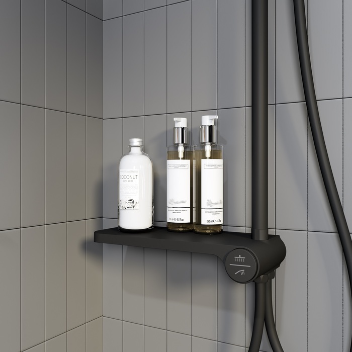 Iddis Ray Душевая стойка с верхним душем 30х36х115h см, цвет: черный RAYMS3Fi76