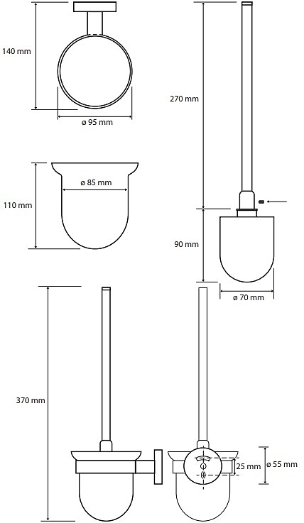Bemeta Brilo Ершик для унитаза подвесной, со стеклянной колбой, цвет: золото глянцевое 161113017
