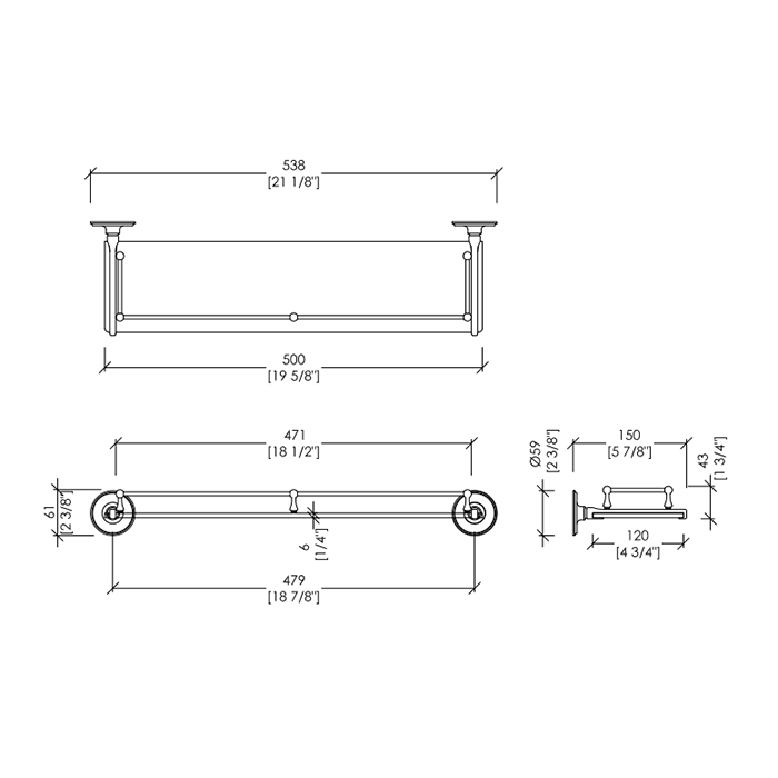 Devon&Devon Old Navy Полочка стеклянная, хром MIL602CR