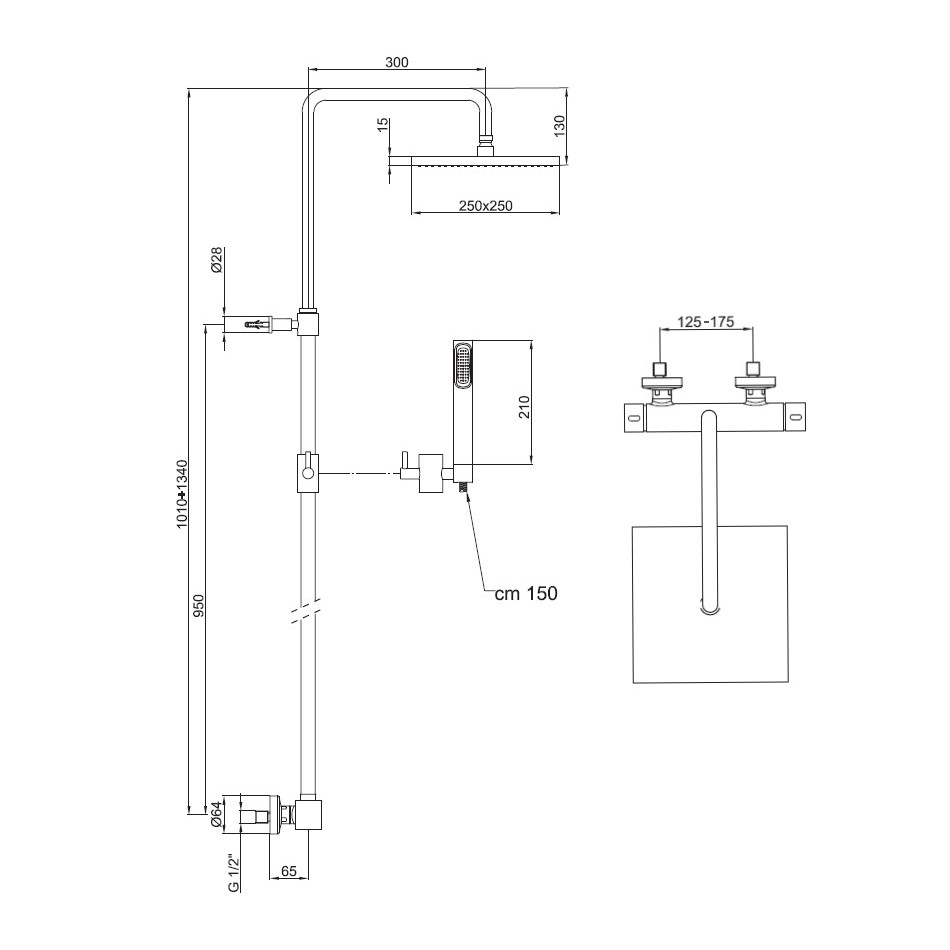 Webert Pegaso Душевая система с термостатом, цвет матовое золото PE980507794METAL