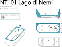 NT Bagno Lago Di Nemi Ванна акриловая угловая 170х70хh60 см, цвет: белый NT101