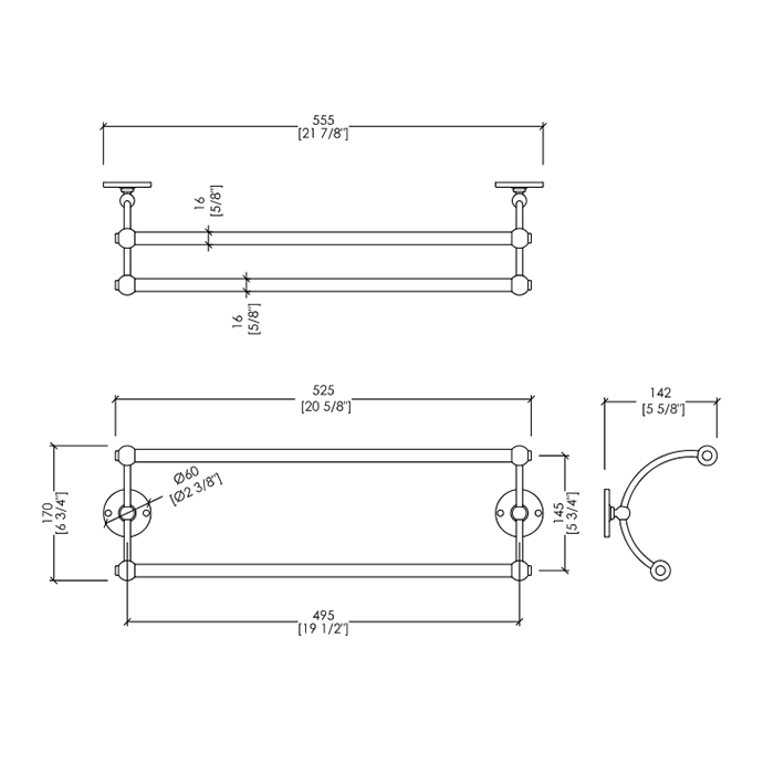 Devon&Devon Cavendish Полотенцедержатель двойной, цвет хром WM09CR