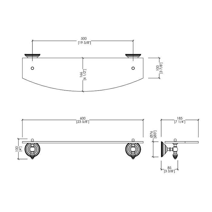 Devon&Devon Diamond Полка стеклянная 60 см, цвет держателей хром WHD510CR