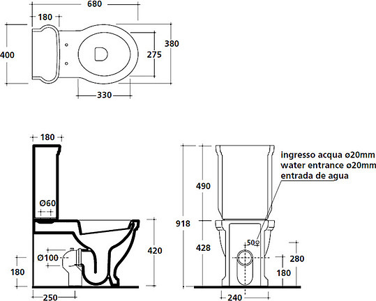 Galassia Ethos Чаша для унитаза моноблок 38х68 см, воронка-водоворот, цвет: белый глянцевый 8441