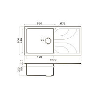 Omoikiri Yasugata 100-WH Кухонная мойка Tetogranit 100x50 см, цвет: белый 4993847