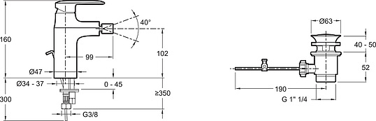 Смеситель Jacob Delafon Kumin  для биде E99456-CP
