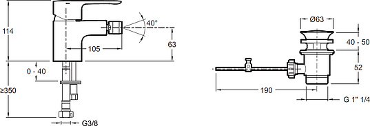 Смеситель Jacob Delafon July  для биде E16028-4-CP