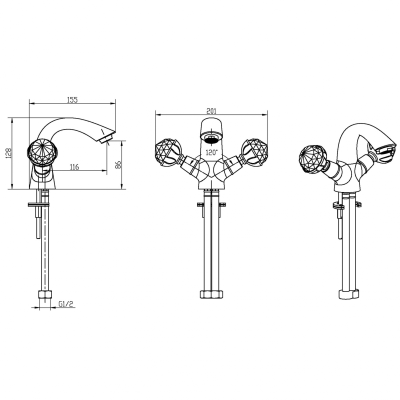 Boheme Imperiale Presente Смеситель для раковины без дк, длина излива 11,6 см, цвет: gold 331