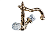 Boheme Crystal Смеситель для раковины без донного клапана, длина излива 15 см, цвет: gold 292-CRST