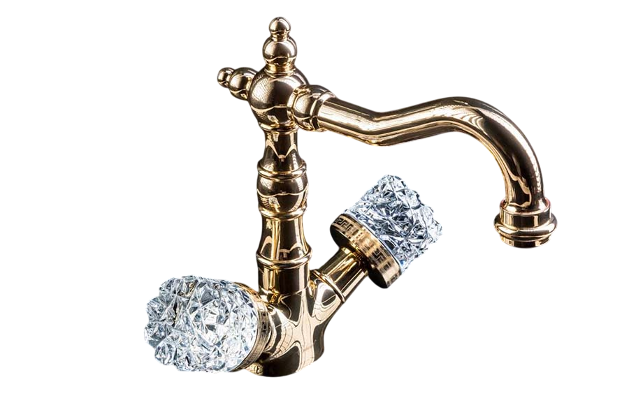 Boheme Crystal Смеситель для раковины без донного клапана, длина излива 15 см, цвет: gold 292-CRST