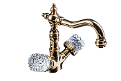 Boheme Crystal Смеситель для раковины без донного клапана, длина излива 15 см, цвет: gold 292-CRST