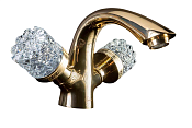 Boheme Crystal Смеситель для раковины без донного клапана, длина излива 11,6 см, цвет: gold 291-CRST