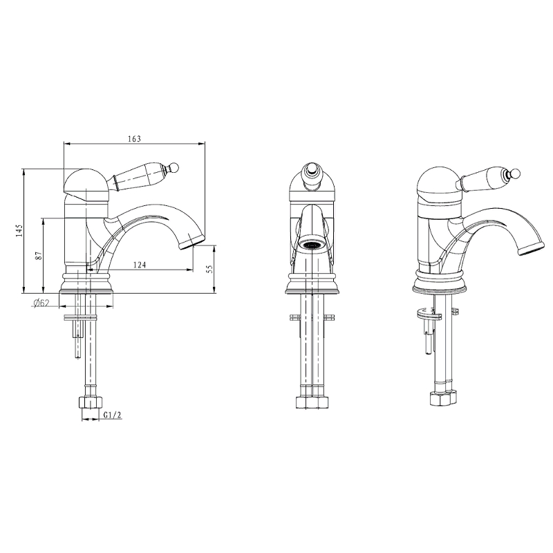 Boheme Tradizionale Oro Смеситель для раковины без дк, длина излива 12,4 см, цвет: gold 281