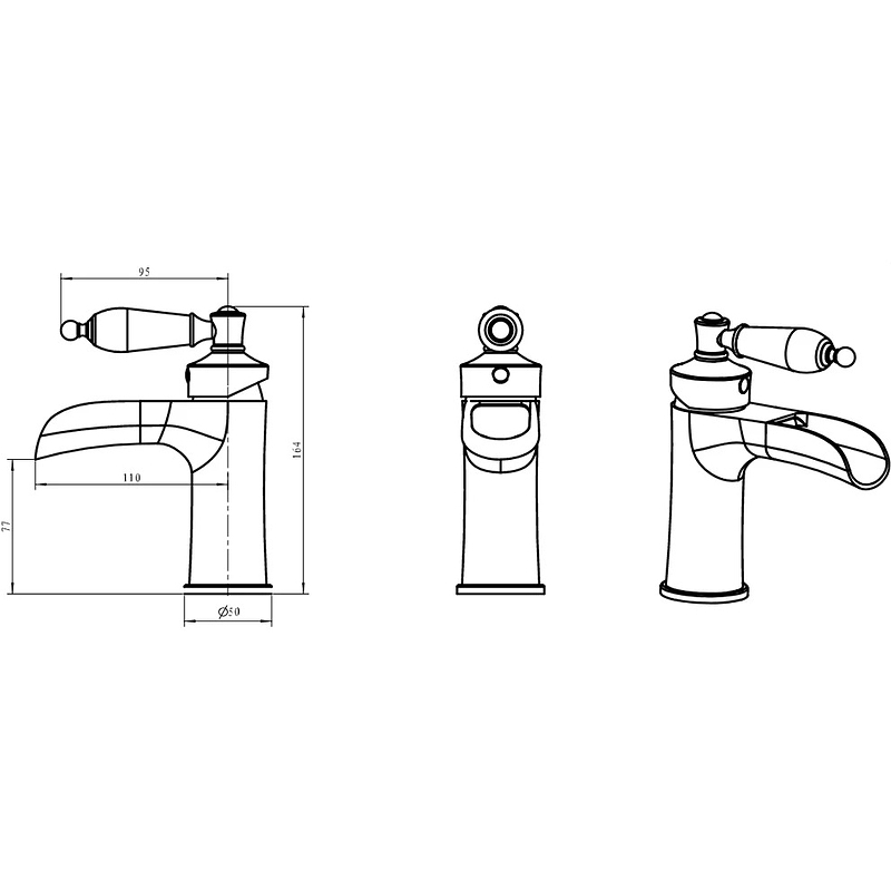 Boheme Vogue Crystal Смеситель для раковины без дк, длина излива 11 см, каскад, цвет: gold 211-CRST