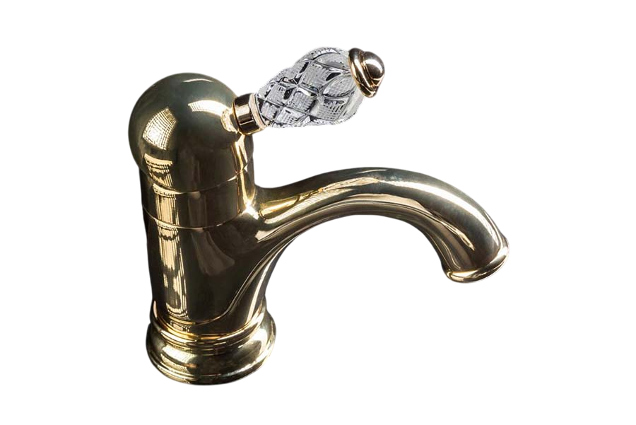 Boheme Crystal Смеситель для раковины без донного клапана, длина излива 12,4 см, цвет: gold 281-CRST