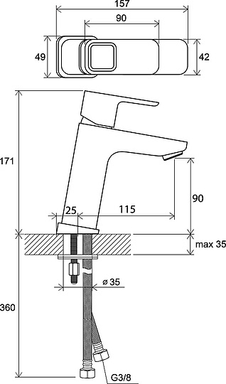 Смеситель Ravak 10° TD 014.00 для раковины X070062