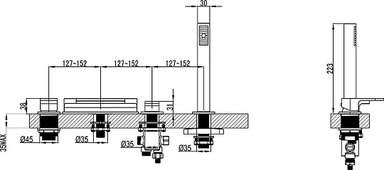 Смеситель Ravak Chrome CR 025.00 на борт ванны X070073