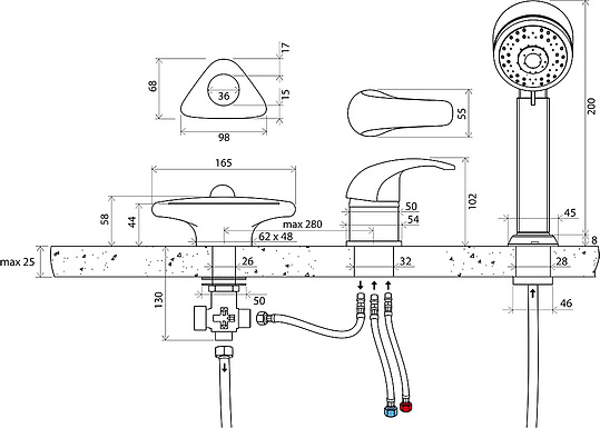 Смеситель Ravak RS 025.00 на борт ванны X07P003