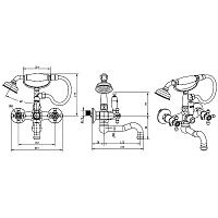 Boheme Medici Presente Смеситель для ванны с душевым комплектом: душ, излив 21,5 см, цвет: bronze 313