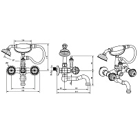 Boheme Brillante Presente Смеситель для ванны с душевым набором, излив 21,5 см, цвет: chrome 353