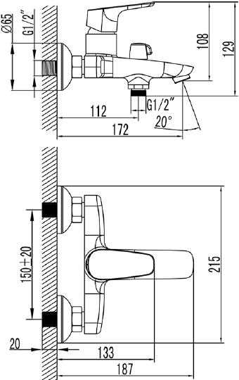 Iddis Zodiac Смеситель для ванны и душа, настенный, цвет: хром ZODSB02i02WA