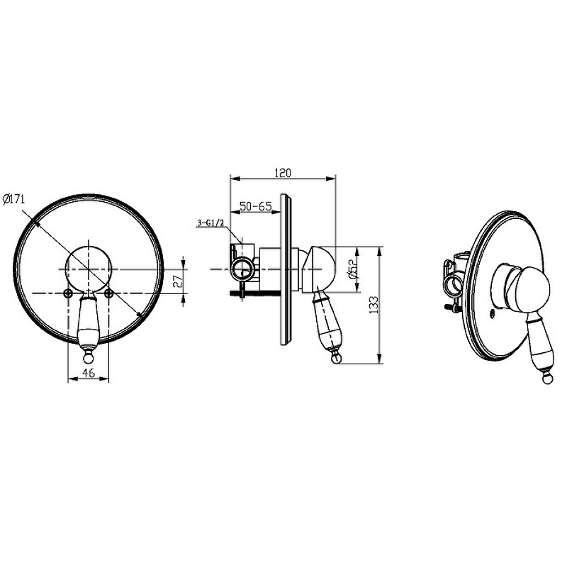 Boheme Imperiale Presente Смеситель встраиваемый, без излива, с внутренней частью, цвет: gold 325