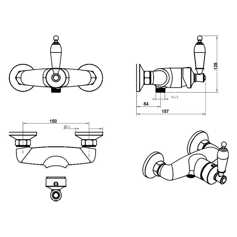 Boheme Vogue Смеситель для душа без излива и душевого набора, цвет: bronze 204