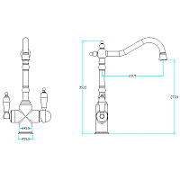 Boheme Tradizionale Oro Смеситель для кухни с возм. подключения фильтра, излив 23,1 см, цвет: chrome 113