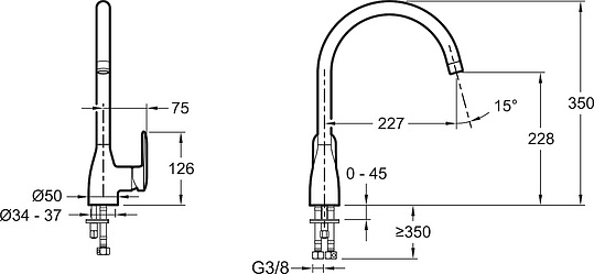 Смеситель Jacob Delafon Kumin  для кухонной мойки E99477-CP
