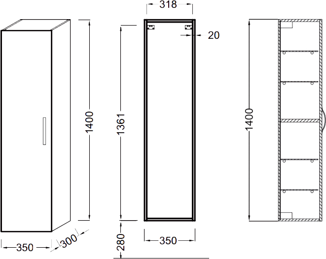 Шкаф-пенал Jacob Delafon Ola белый блестящий EB396-J5