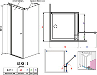 Дверь для душевого уголка Radaway Eos II KDJ 90 L 3799421-01L