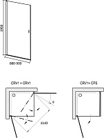 Дверь для душевого уголка Ravak CRV1-90 Transparent, профиль блестящий 1QV70C01Z1