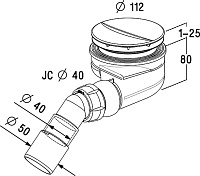 Radaway Сифон для душевого поддона, самоочищающийся, пластиковый, цвет: хром глянцевый TB90P
