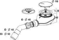 Radaway Сифон для душевого поддона, самоочищающийся, пластиковый, цвет: хром глянцевый TB21