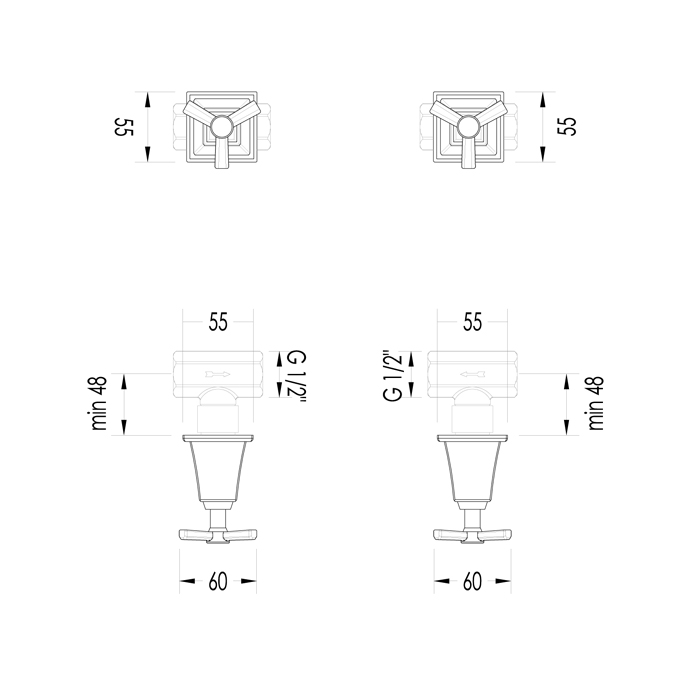 Devon&Devon Time Краны запорные (пара), цвет светлое золото 2TIME266OT